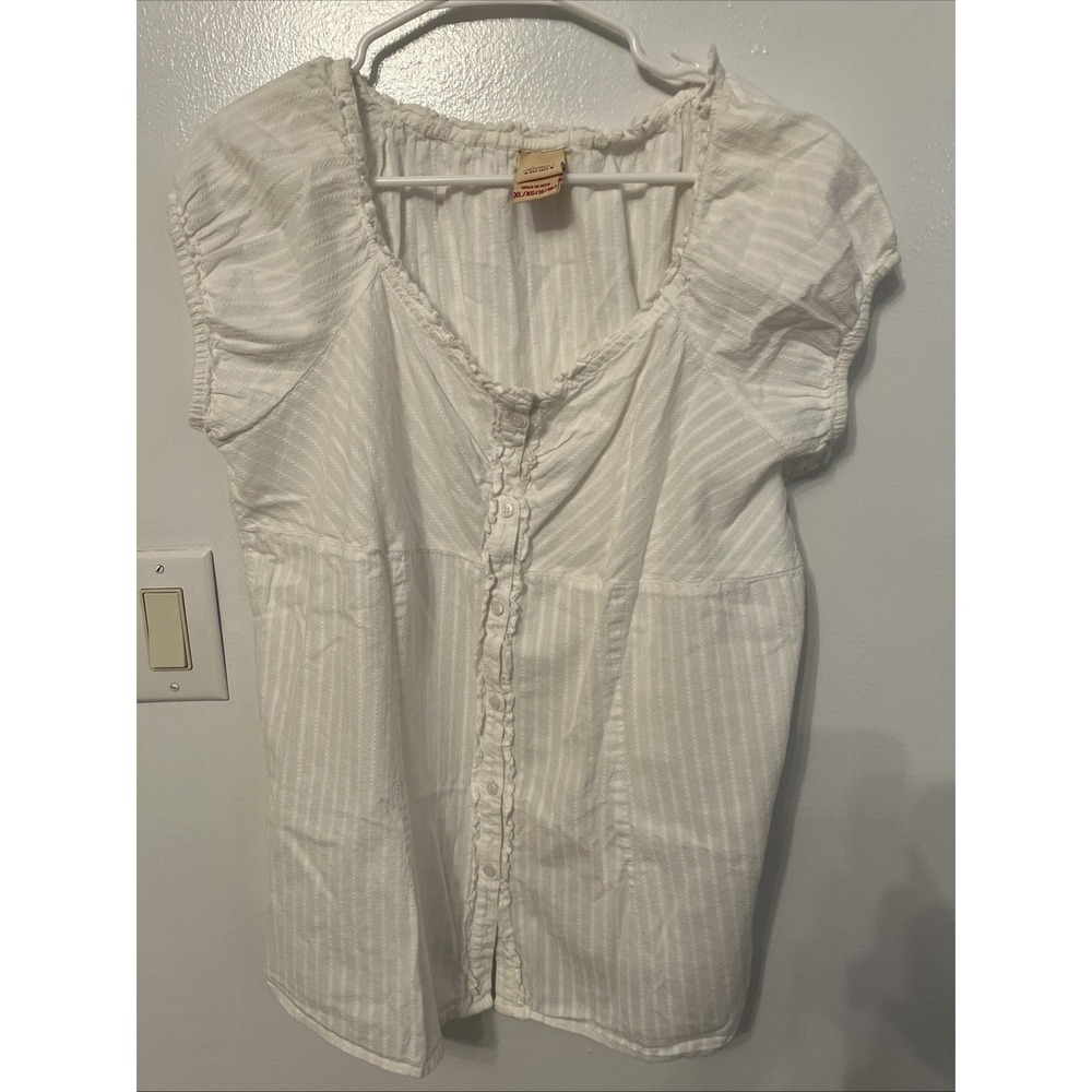 Faded Glory Originals Women White Cotton Vintage Style Top Dress XL FL19T219